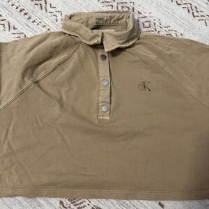 Calvin Klein Tan Button-Up Crop Top